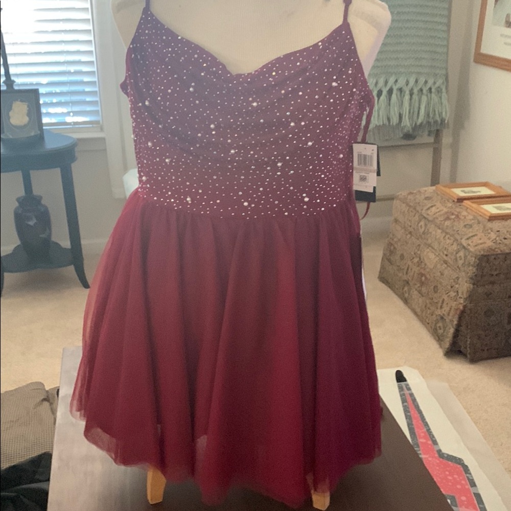 City Studio Sparkling Burgundy Junior Size Party Holiday Dress Size 15/16.